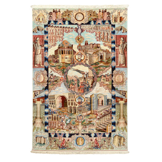 Vintage Tabriz Pictorial 8'10 X 5'11 3732